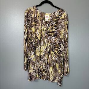 Ruby Rd. Favorites Earth Tones Abstract Print Knit Top - 2X - Women's Plus Size